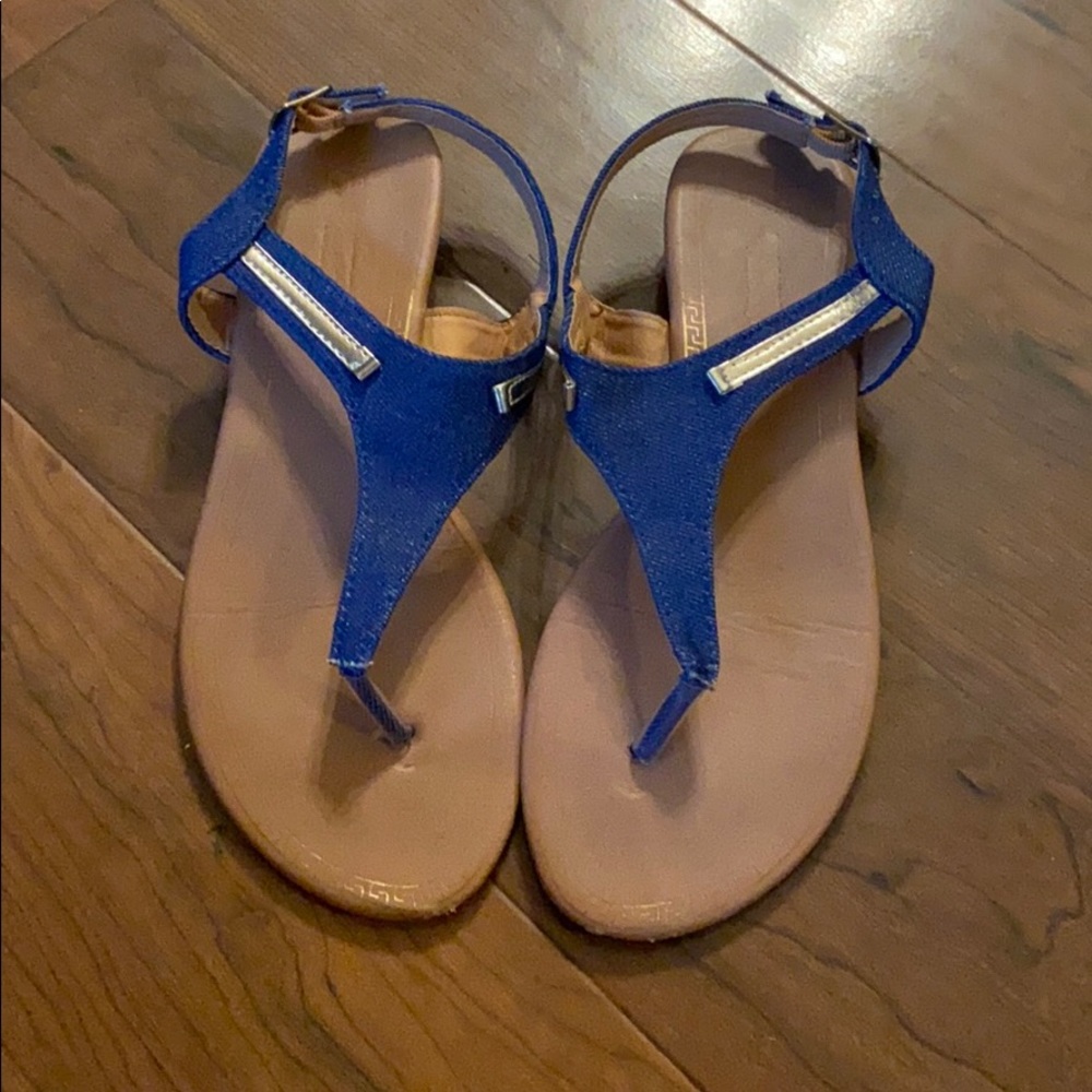 Denim and gold sandals